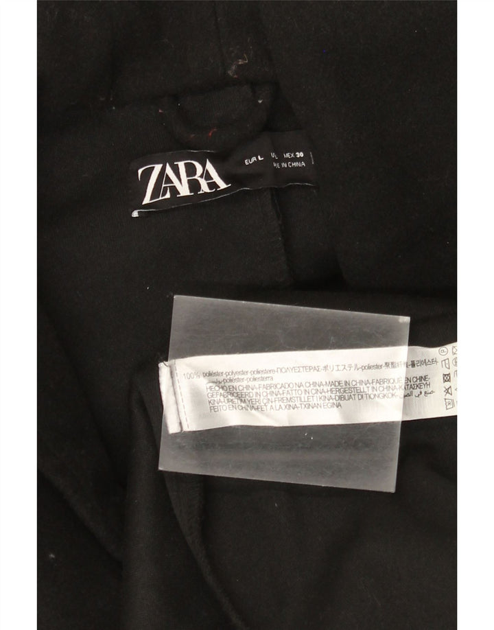 ZARA ženski kaput s kapuljačom UK 16 veliki crni poliester