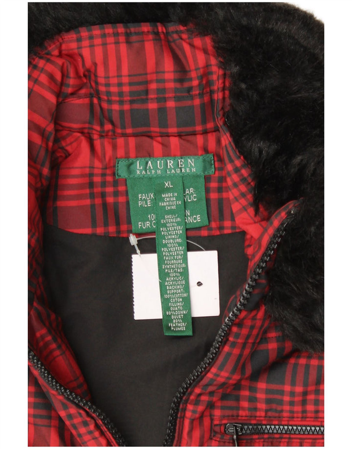 RALPH LAUREN Ženska jakna UK 18 XL Crveni karirani poliester