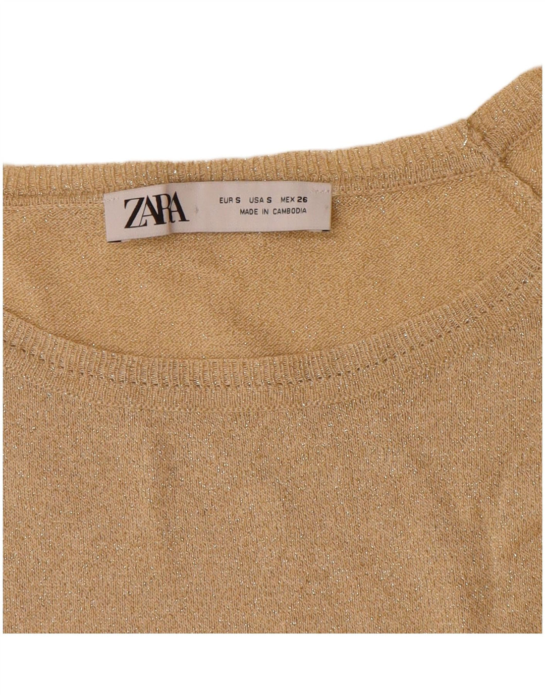 Zara ženski pulover s velikim veznim izrezom UK 10 Small Beige