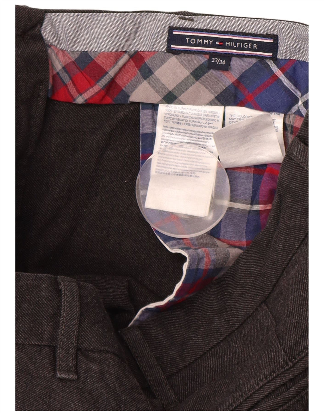 TOMMY HILFIGER Muške uske chino hlače W32 L32 Sivi pamuk