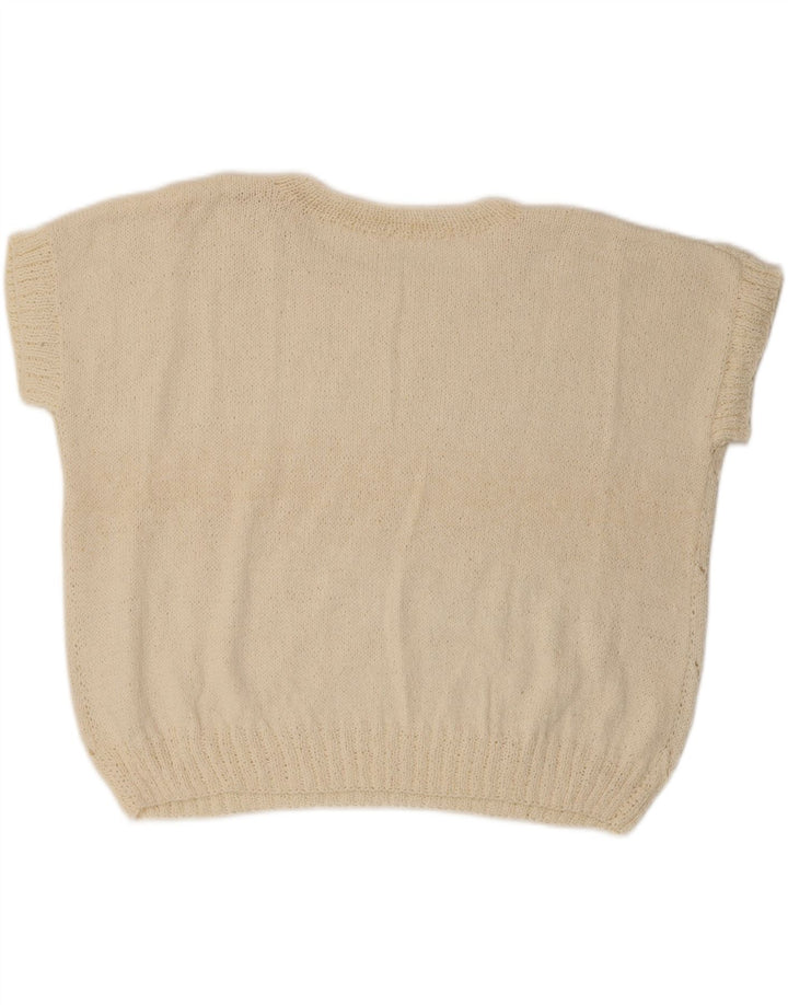 VINTAGE Womens Oversized Crew Neck Jumper Sweater UK 14 Large White Vintage Vintage and Second-Hand Vintage from Messina Hembry 