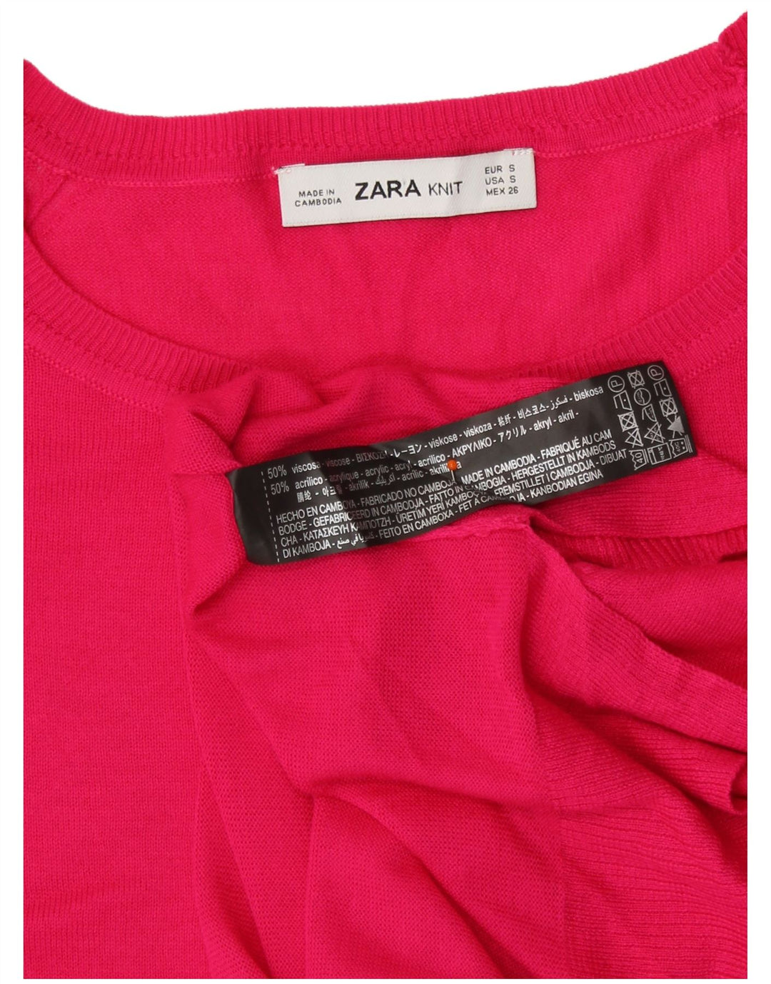 Zara ženski pulover s okruglim izrezom UK 10 Mala ružičasta viskoza