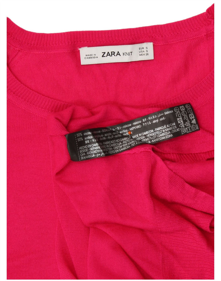 Zara ženski pulover s okruglim izrezom UK 10 Mala ružičasta viskoza