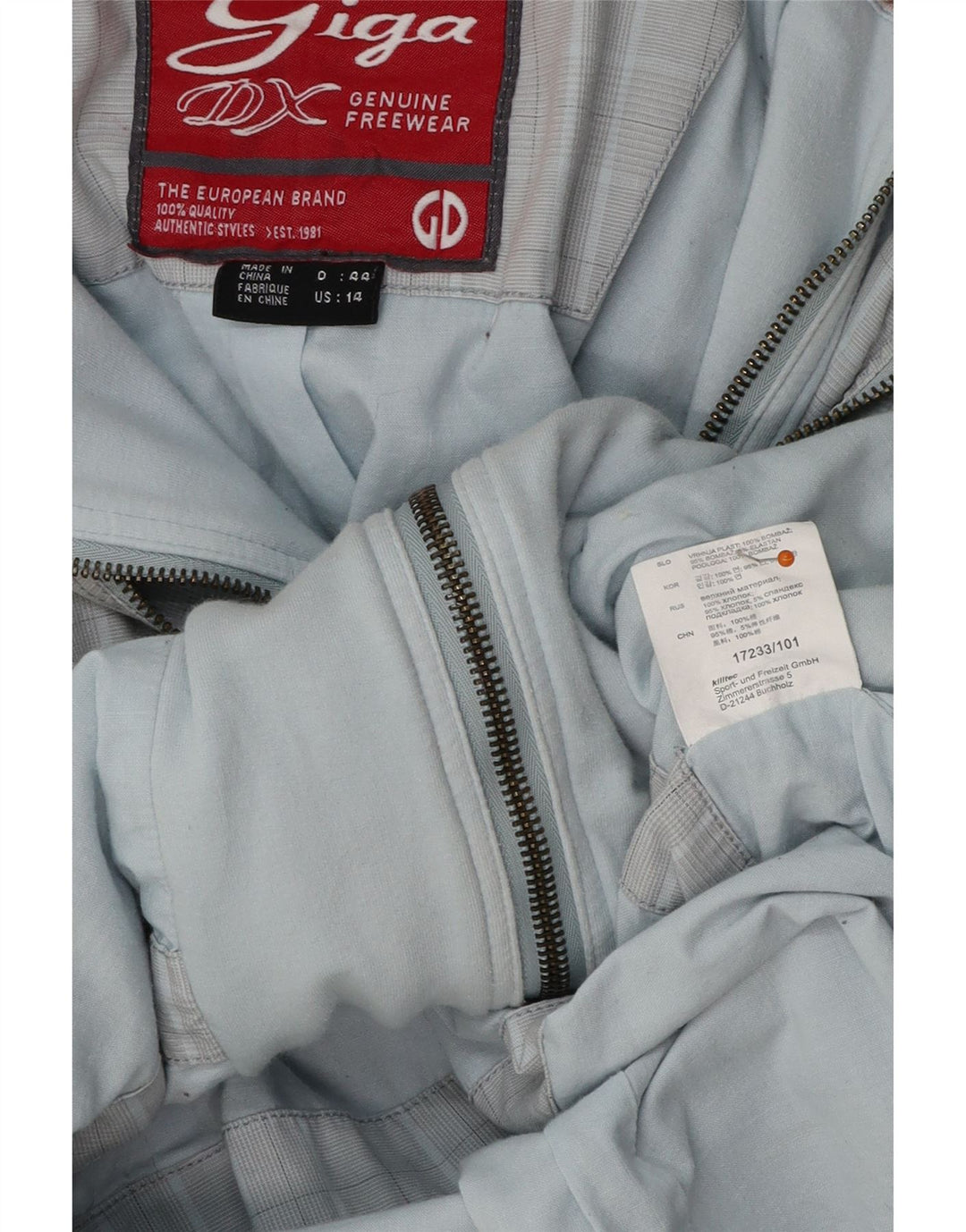 GIGA DX ženska bomber jakna s kapuljačom US 14 XL plavi karirani poliester