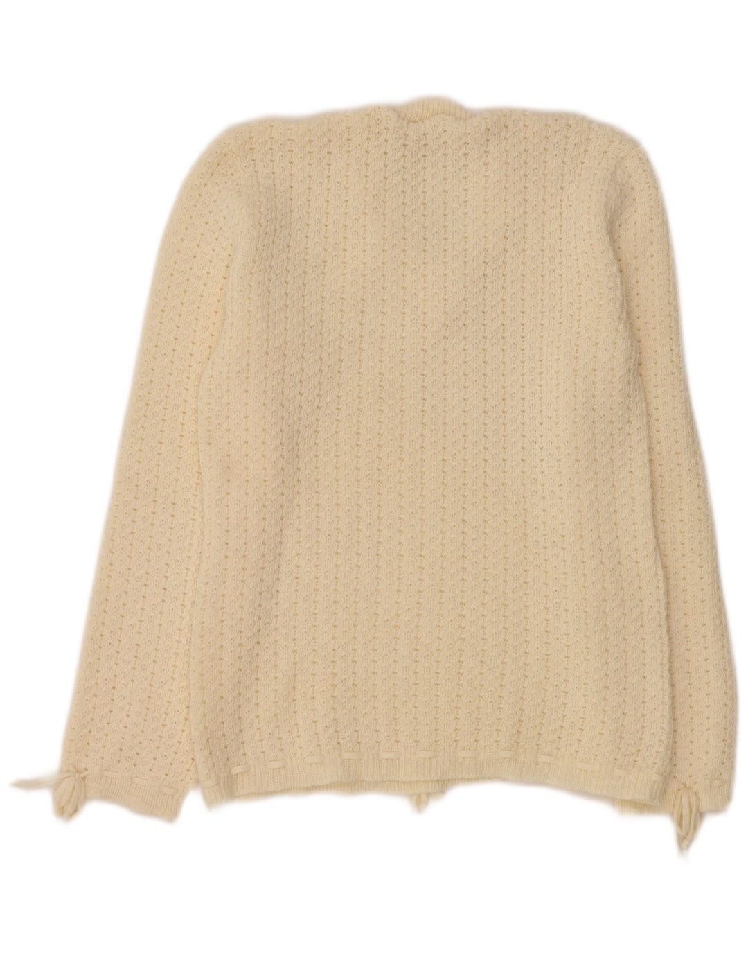 VINTAGE ženski džemper s V-izrezom UK 12 srednje bijele boje