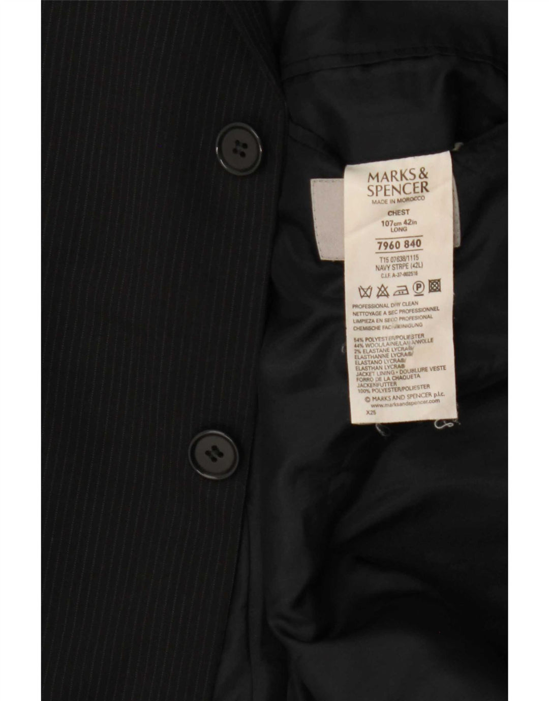 Marks & Spencer muška jakna jakna UK 42 Velika klasična tamnoplava prugasta jakna