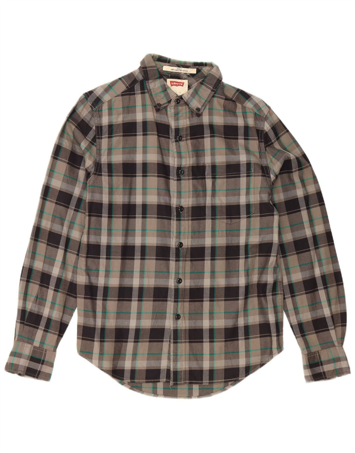 Levi's muška uska flanelska košulja malenog sivog kariranog pamuka
