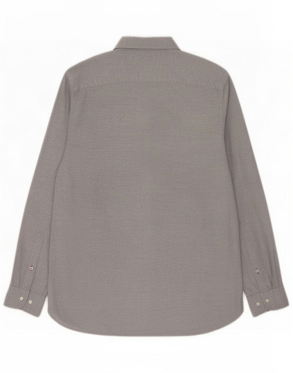 Tommy Hilfiger Mens Regular Fit Shirt Large Grey Flected Cotton