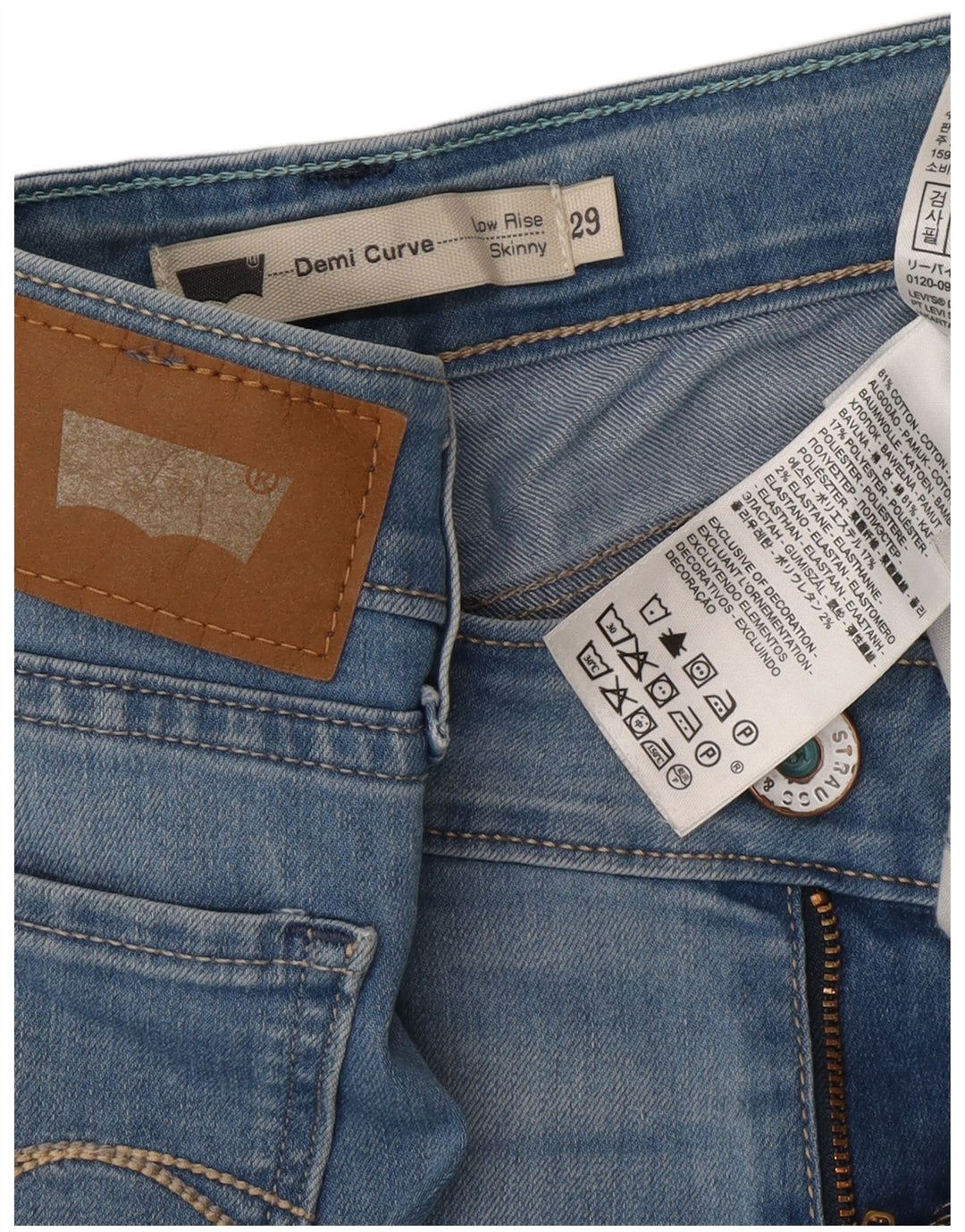 LEVI'S ženske demi curve uske traperice W29 L28 plavi pamuk
