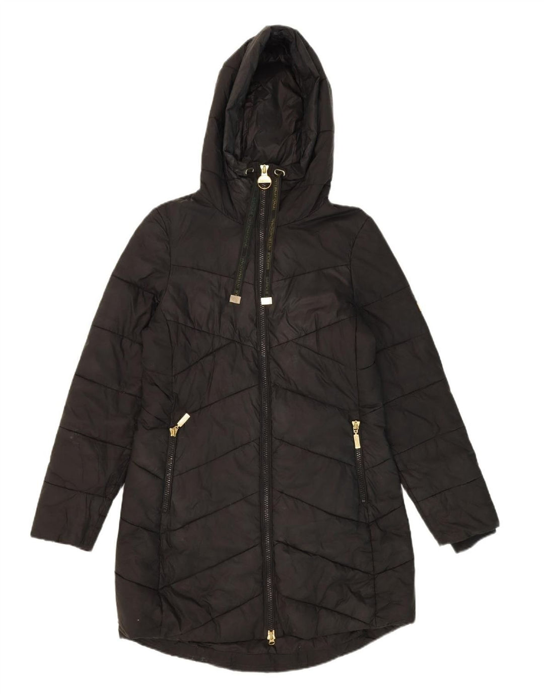 BARBOUR Womens Hooded Padded Coat UK 10 Small Black Polyamide