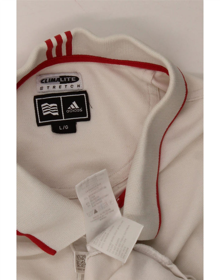 ADIDAS Mens Climalite Polo Shirt Large White Cotton Vintage Adidas and Second-Hand Adidas from Messina Hembry 