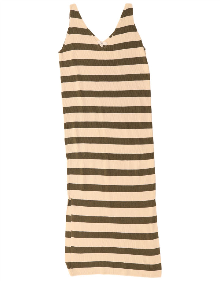 Marks & Spencer ženska džemper haljina bez rukava UK 14 srednje zelene pruge