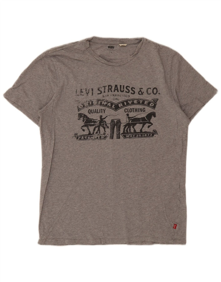 Levi's muška majica kratkih rukava s grafičkim motivima srednje siva s mrljama