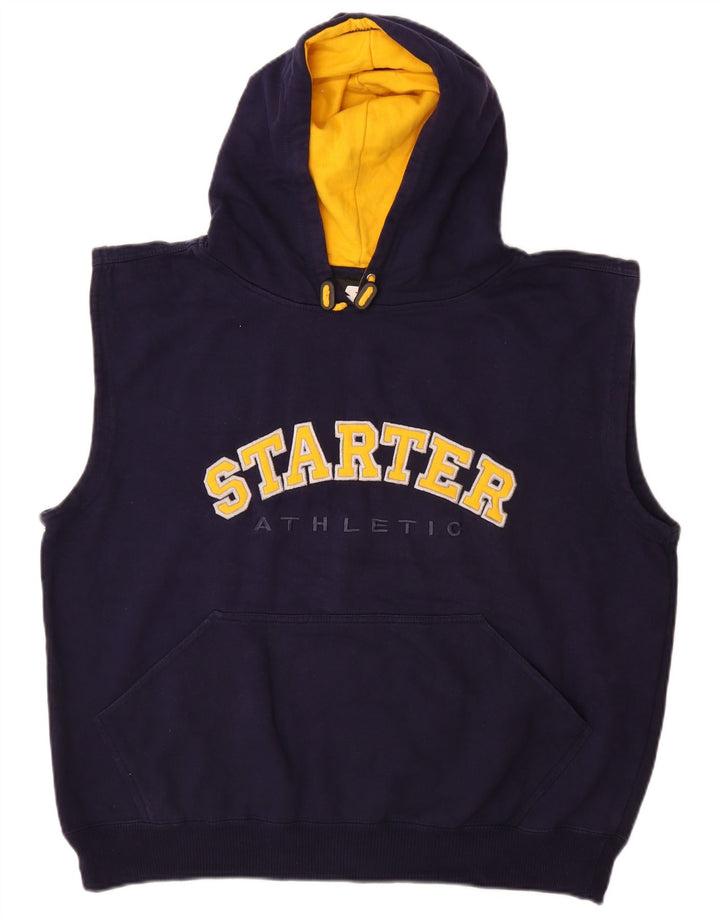 STARTER Veliki muški majica s kapuljačom bez rukava s grafičkim motivima, veliki tamnoplavi pamuk