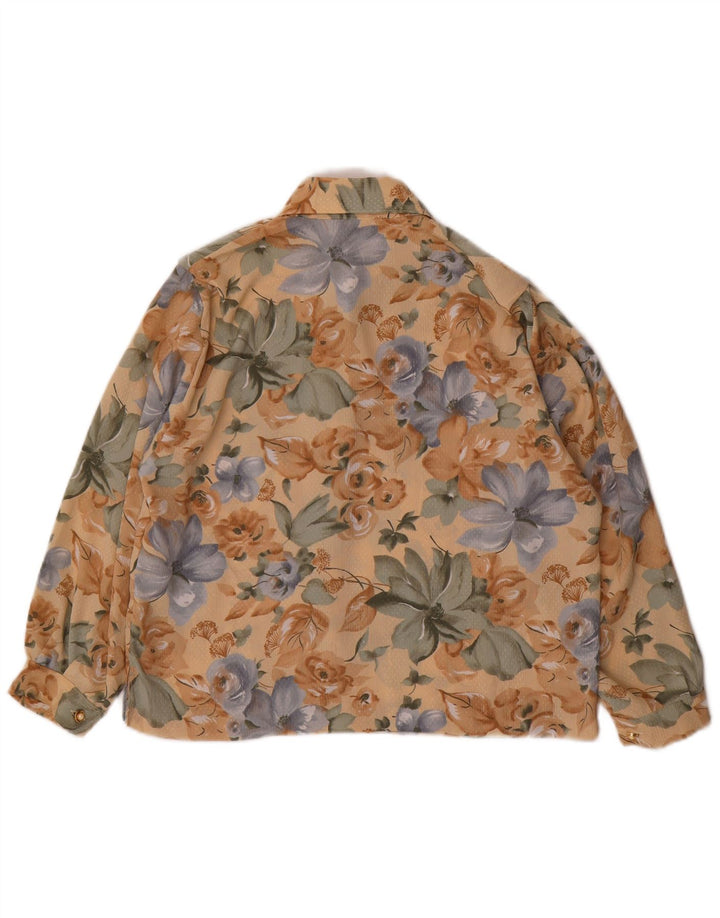 VINTAGE Ženska košulja bluza UK 14 Srednje smeđi cvjetni poliester