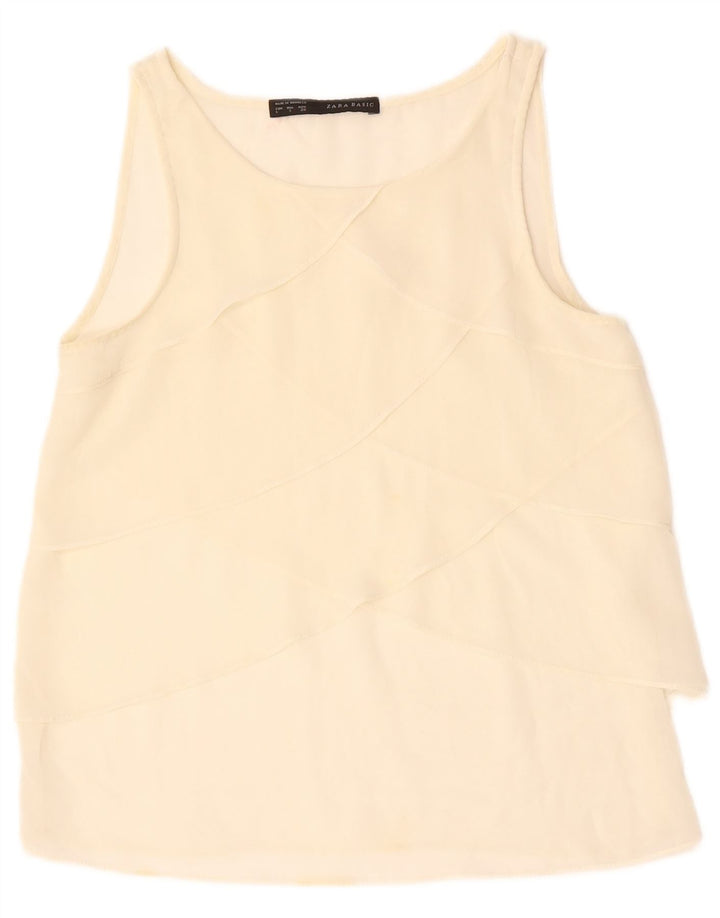 ZARA ženski gornji dio bluze bez rukava UK 10 Small Off White