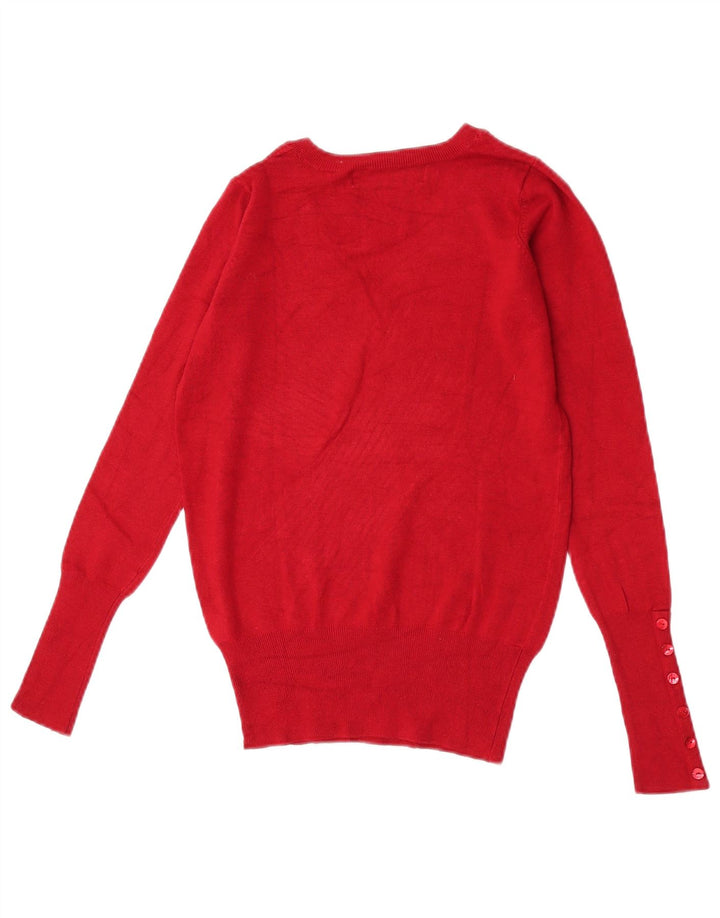 Zara ženski džemper s V-izrezom UK 10 Small Red Rayon