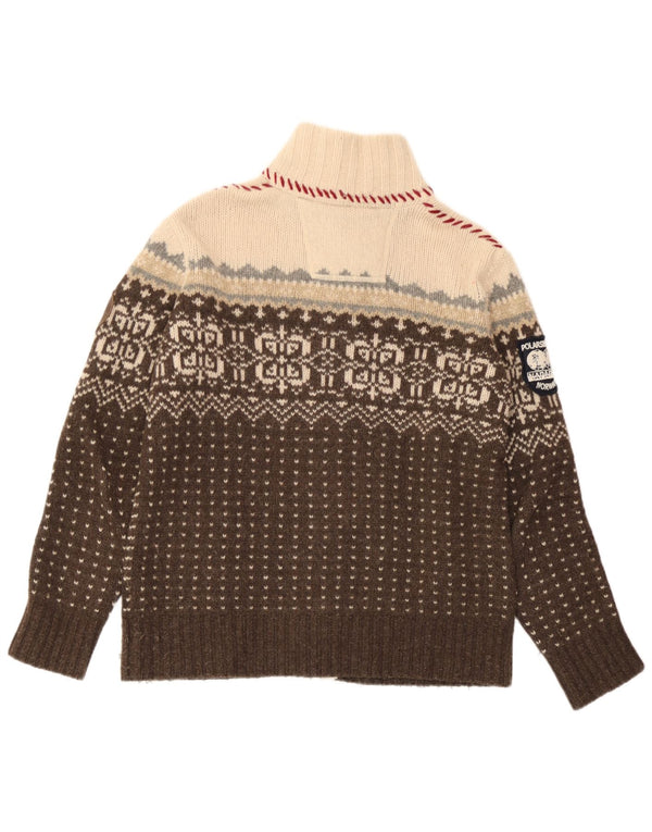 Napapijri ženski kardigan džemper UK 14 Srednje smeđa Fair Isle Lambswool