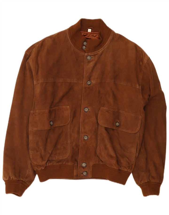Vintage muška bomber jakna od brušene kože IT 50 velika smeđa koža