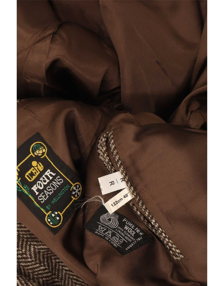 Four Seasons Muška jakna sa 2 gumba UK 48 4XL Smeđa vuna riblja kost