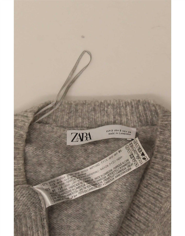Zara muški pulover s V-izrezom mali sivi akril