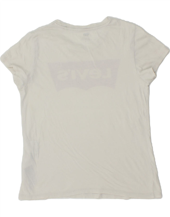 LEVI'S Womens Graphic T-Shirt Top UK 12 Medium White Cotton Vintage Levi's and Second-Hand Levi's from Messina Hembry 