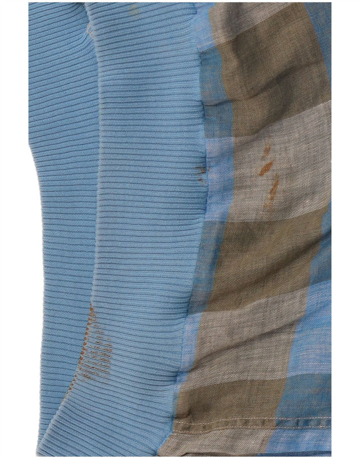 VINTAGE muška pulover košulja kratkih rukava IT 48 srednje plavi karirani lan