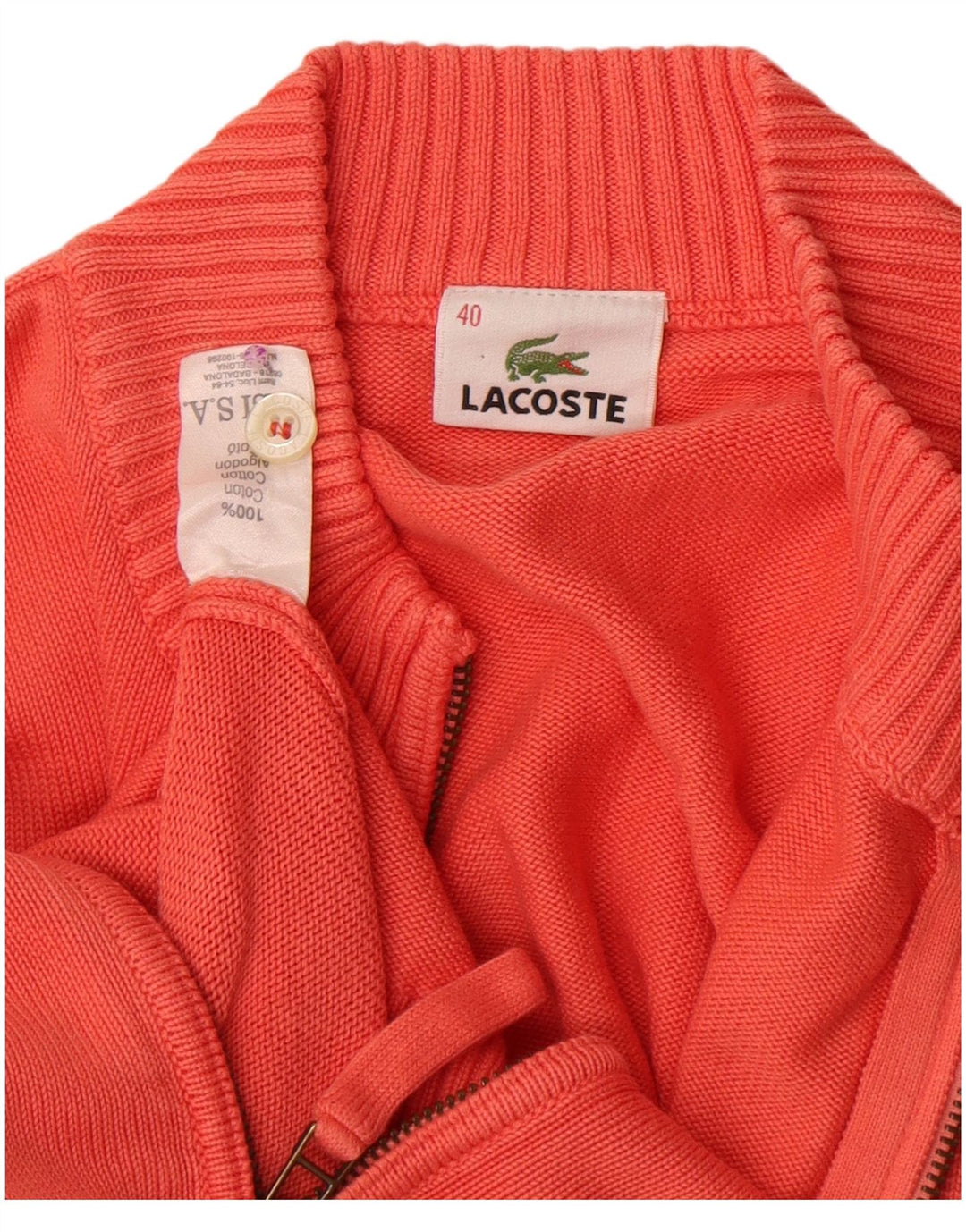 Lacoste ženski kardigan džemper, veličina 40, srednje narančasti pamuk