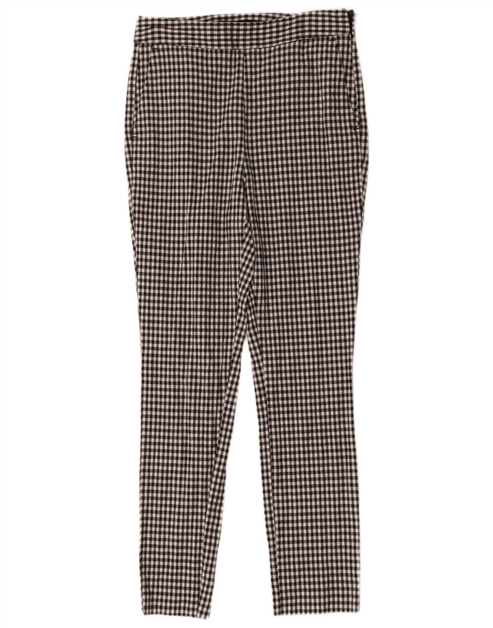 Zara ženske uske chino hlače srednje veličine W28 L28 crni gingham