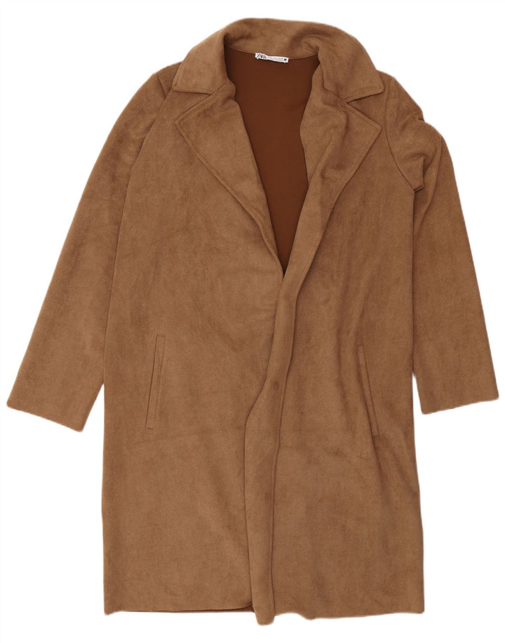 Zara ženski oversized otvoreni kaput UK 10 mali smeđi poliester