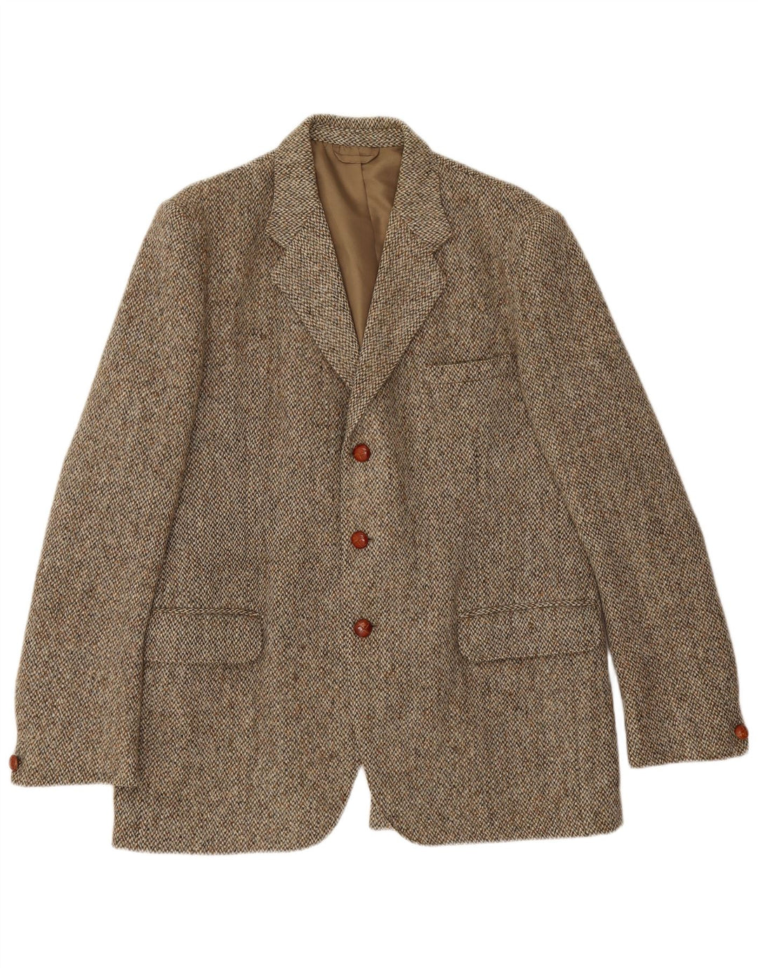 Harris Tweed Mens 3 Button Blazer Jacket UK 38 Medium Green Herringbone