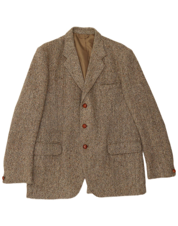 Harris Tweed Mens 3 Button Blazer Jacket UK 38 Medium Green Herringbone