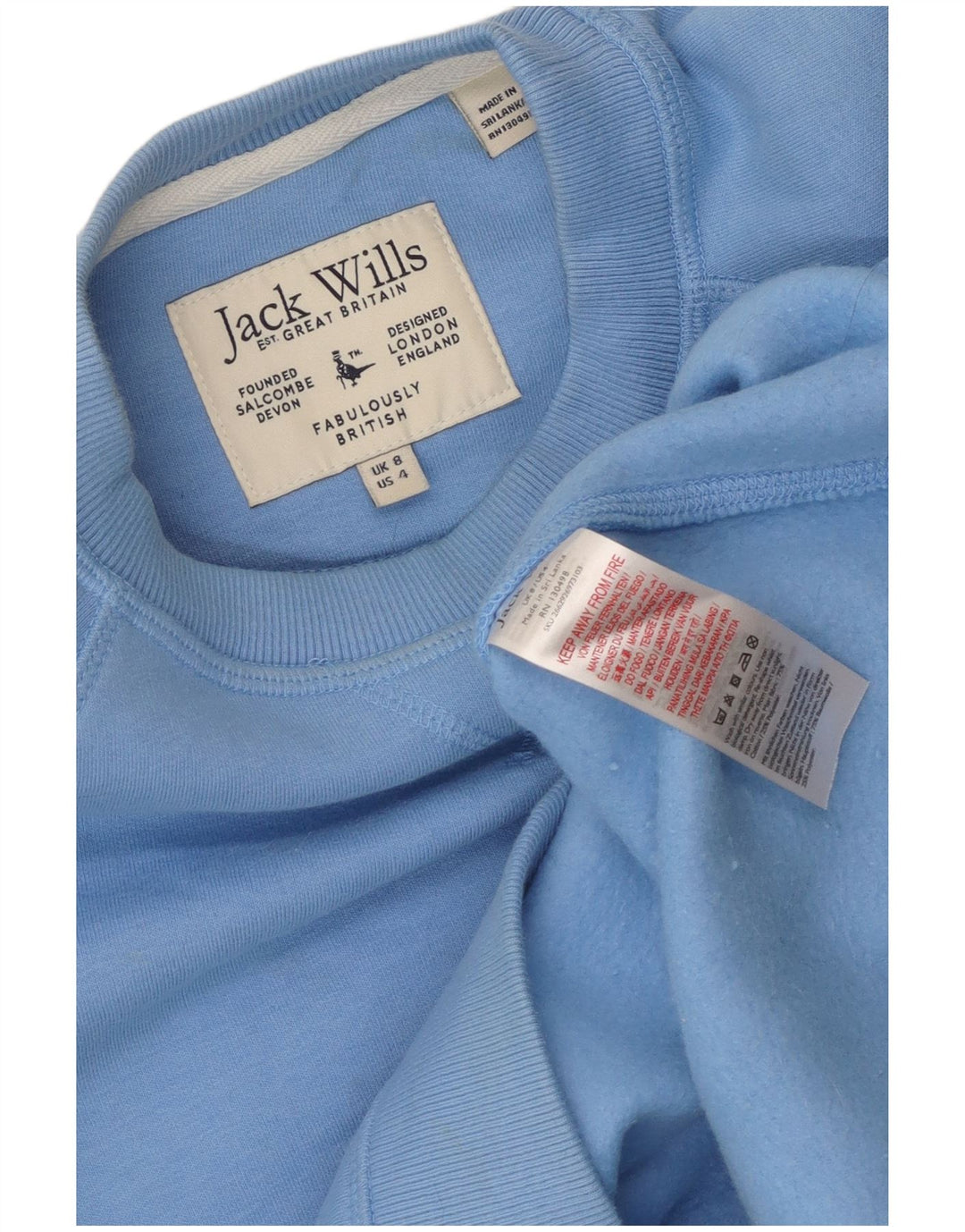 Jack Wills Ženska velika majica s kratkim rukavima UK 8 Mali plavi pamuk