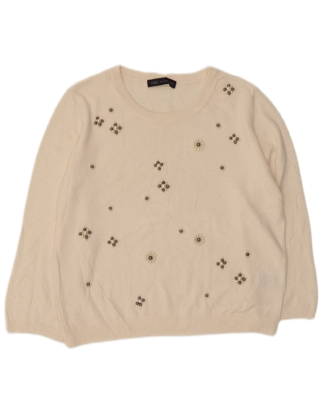 MARKS & SPENCER Ženski džemper s morskim izrezom UK 14 Large Off White