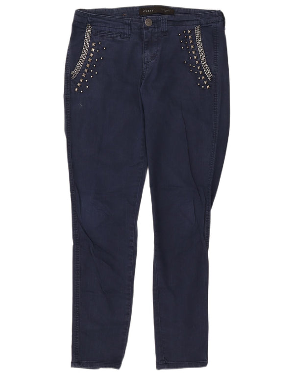 Ženske uske traperice GUESS W27 L28 tamnoplavi pamuk