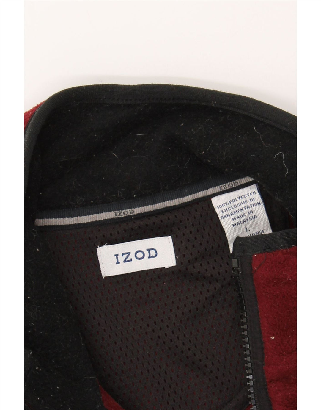 IZOD Mens Fleece Jacket UK 40 Large Maroon Polyester Vintage Izod and Second-Hand Izod from Messina Hembry 