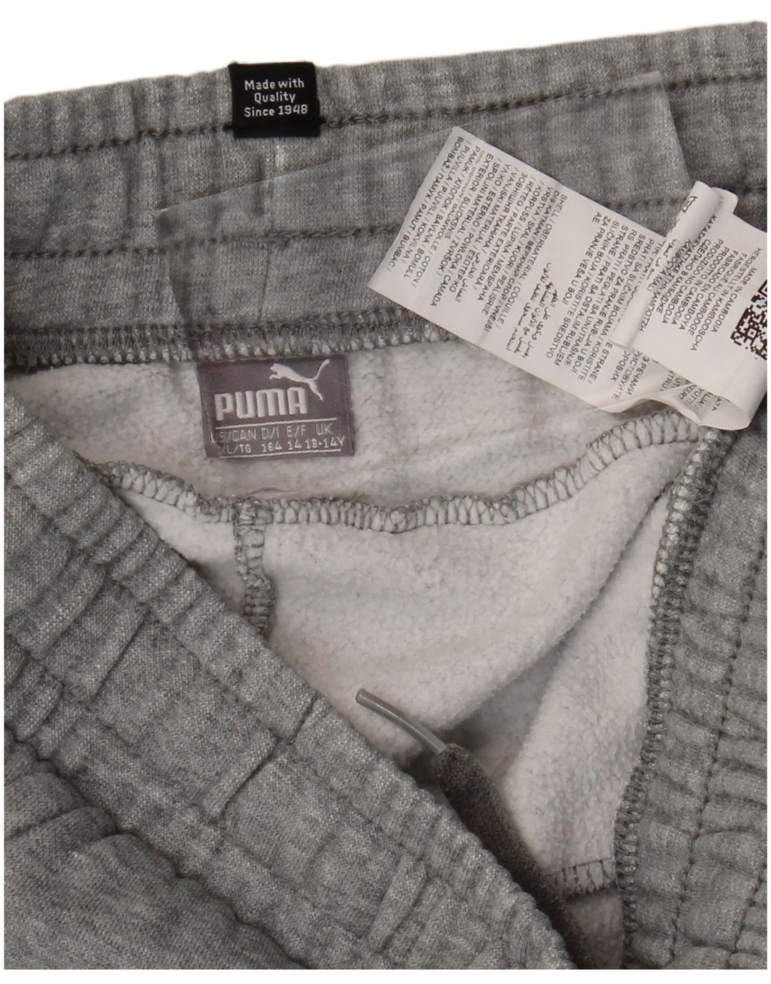 PUMA Trenirka za dječake, hlače za trčanje, 13-14 godina, sivi pamuk