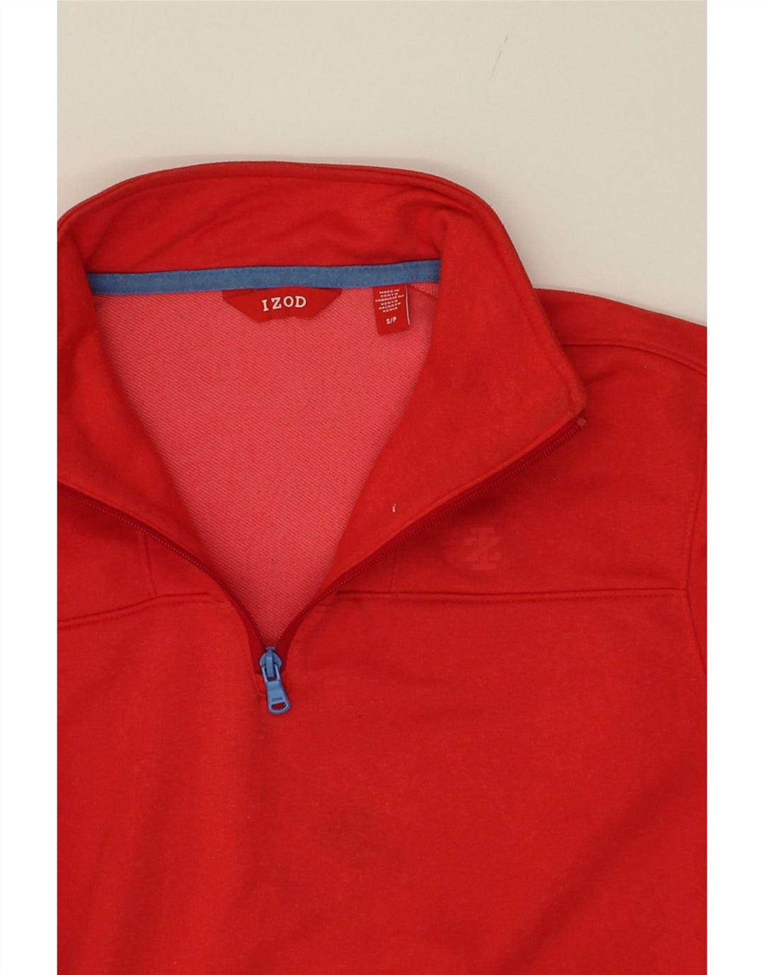 IZOD Mens Zip Neck Sweatshirt Jumper Small Red Polyester Vintage Izod and Second-Hand Izod from Messina Hembry 