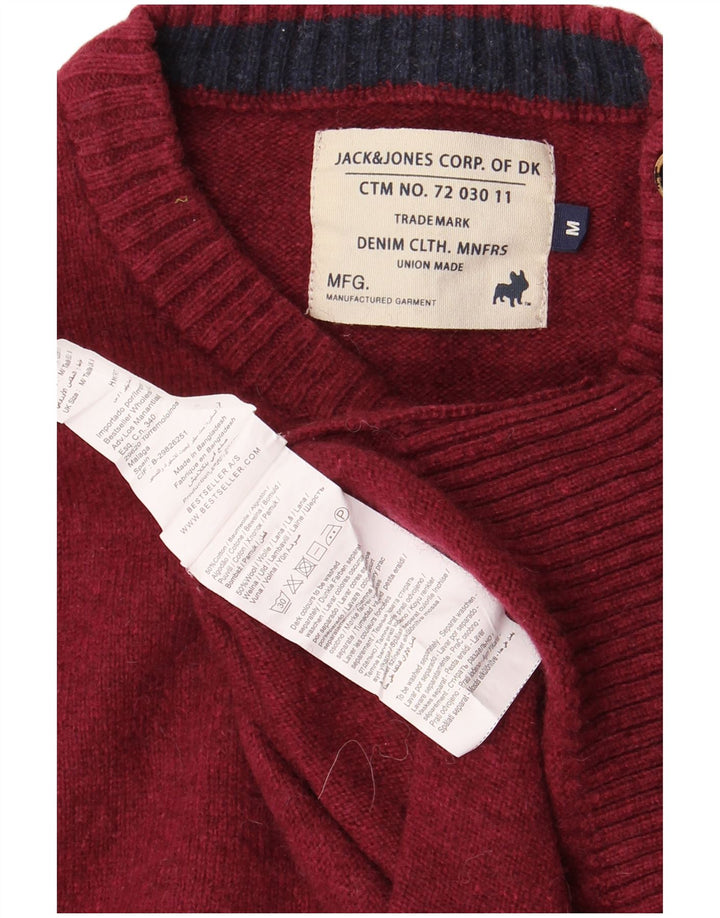JACK & JONES Muški džemper s okruglim izrezom Srednji bordo pamuk