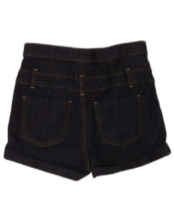 MOTO Womens High Waist Denim Shorts UK 10 Small W28  Navy Blue Cotton