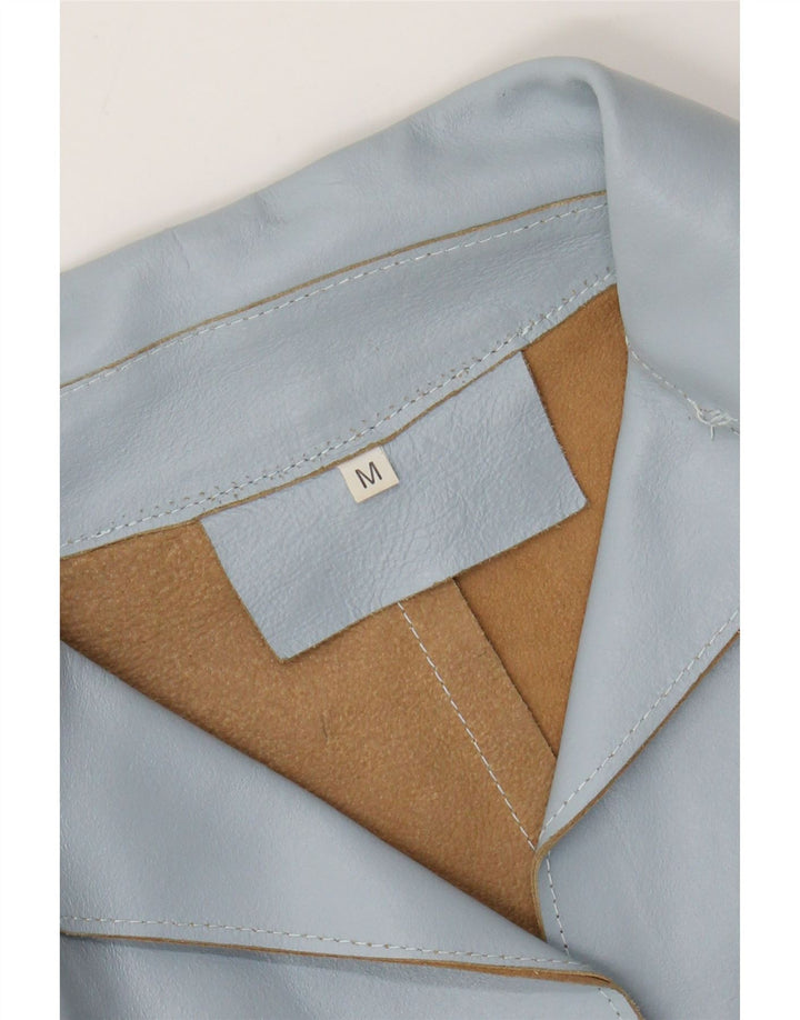 VINTAGE ženska kožna jakna sa 2 gumba UK 12 srednje plava