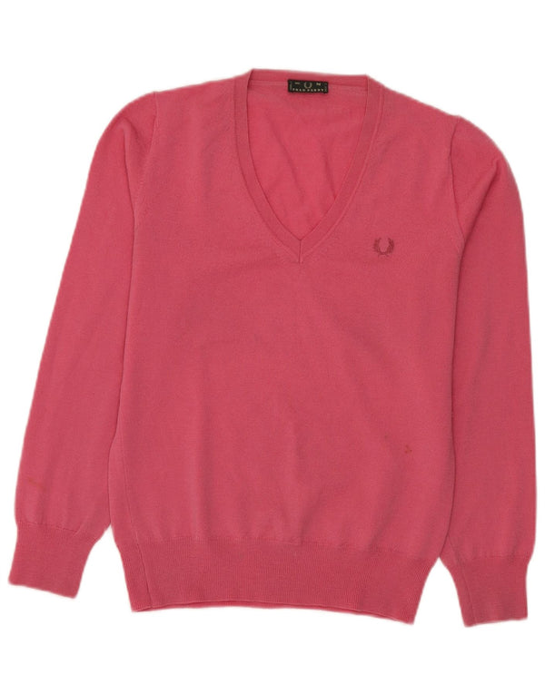 Fred Perry ženski džemper s V-izrezom UK 12 Srednje ružičasta