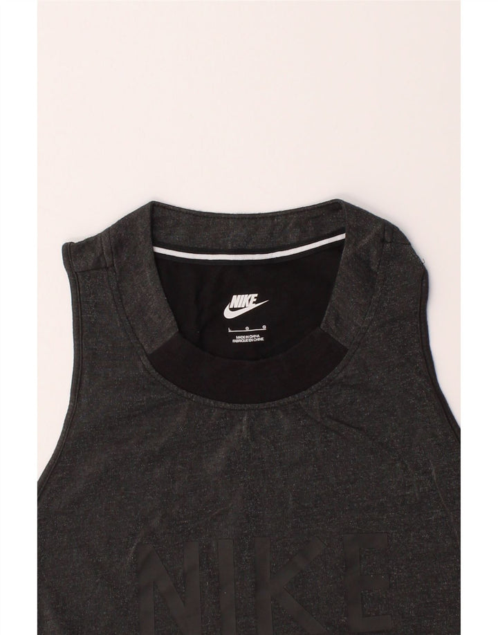 NIKE Womens Graphic Vest Top UK 16 Large Grey Modal Vintage Nike and Second-Hand Nike from Messina Hembry 