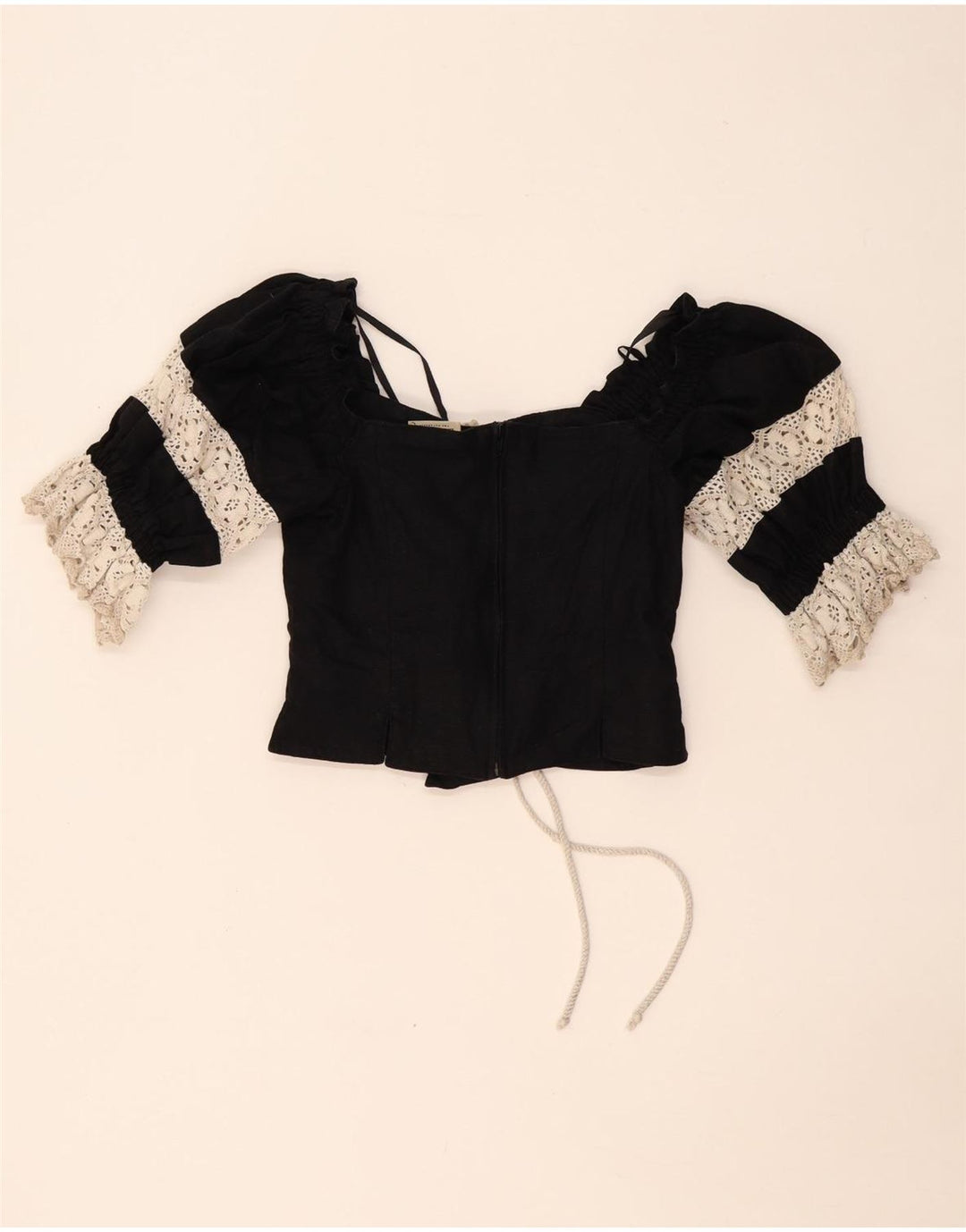 LANDHAUS ženski gornji dio kratkog korzeta Trachten UK 8 Mala crna cvjetna posteljina