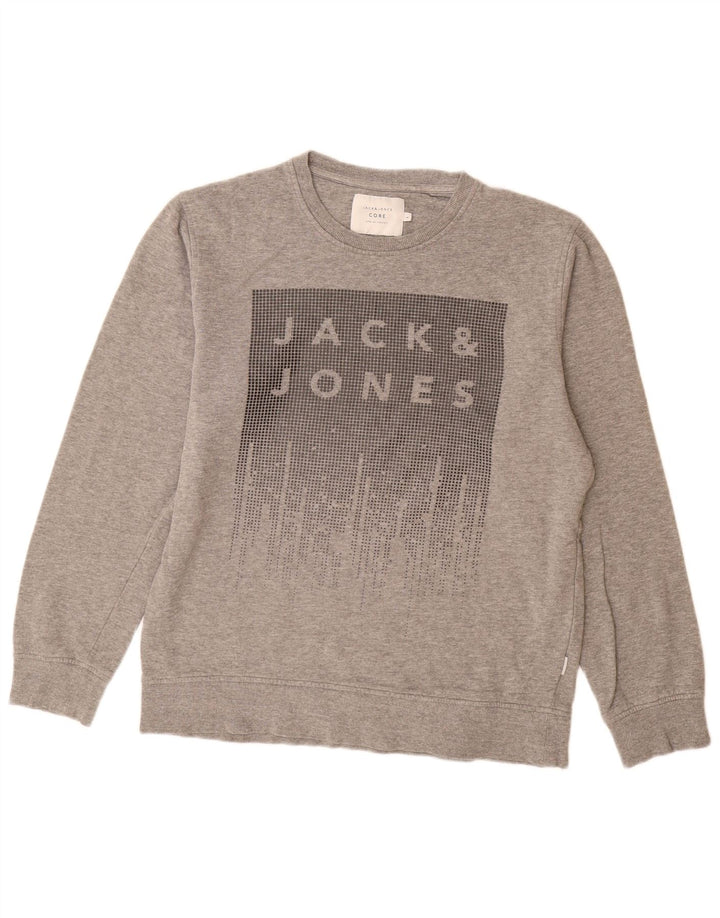 Jack & Jones, veliki sivi pamučni džemper s grafičkim motivima