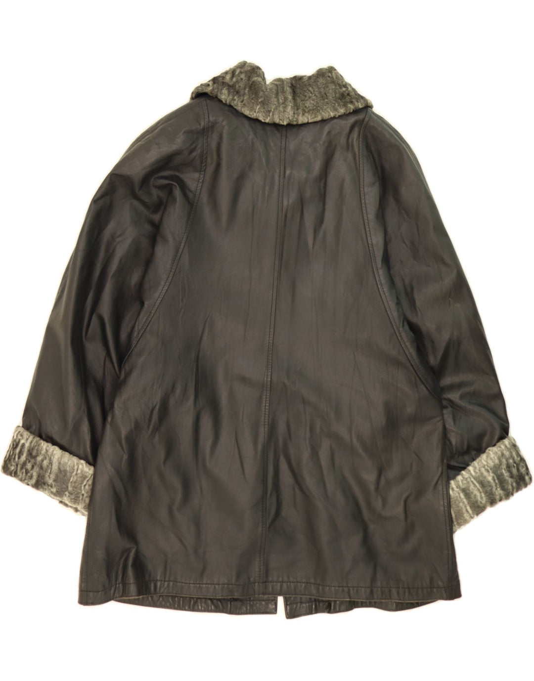 VINTAGE Womens Leather Coat UK 18 XL Green Vintage Vintage and Second-Hand Vintage from Messina Hembry 