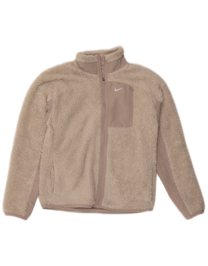 NIKE ženska prevelika jakna od flisa UK 6 XS bež poliester u boji