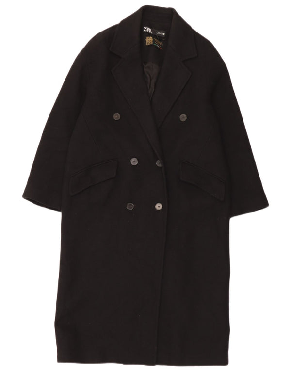 Zara ženski preveliki kaput s dvorednim kopčanjem UK 10 Small Black