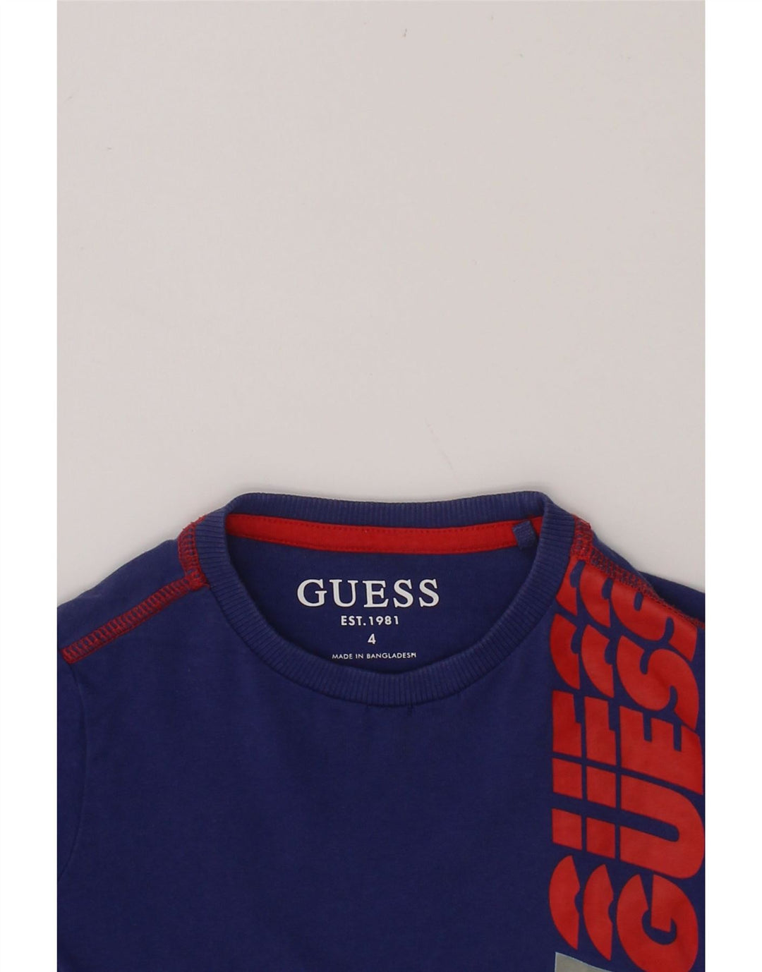 GUESS Boys Graphic Top Long Sleeve 3-4 Years Blue Cotton Vintage Guess and Second-Hand Guess from Messina Hembry 
