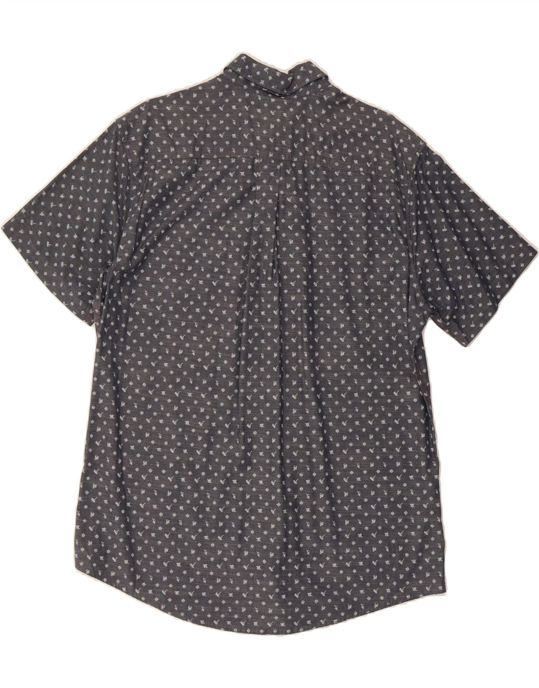EDDIE BAUER Mens Abstract Pattern Short Sleeve Shirt Large Navy Blue Vintage Eddie Bauer and Second-Hand Eddie Bauer from Messina Hembry 